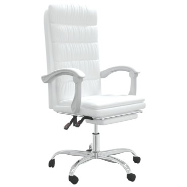 vidaXL Καρέκλα Γραφείου Ανακλινόμενη Λευκό Συνθετικό δέρμα 63x56x(112,5-122)cm 1 τεμ.