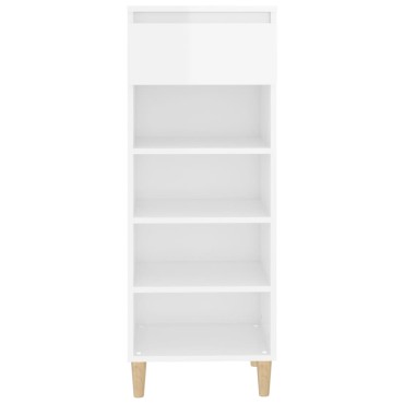 vidaXL Παπουτσοθήκη Γυαλιστερό Λευκό 40x36x105cm Επεξεργασμένο Ξύλο