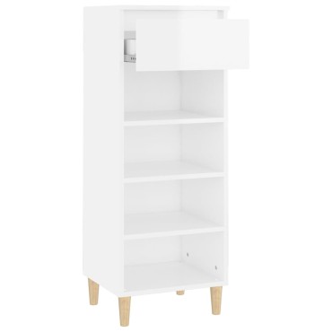 vidaXL Παπουτσοθήκη Γυαλιστερό Λευκό 40x36x105cm Επεξεργασμένο Ξύλο