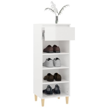 vidaXL Παπουτσοθήκη Γυαλιστερό Λευκό 40x36x105cm Επεξεργασμένο Ξύλο
