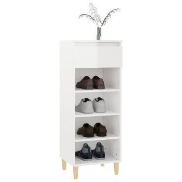 vidaXL Παπουτσοθήκη Γυαλιστερό Λευκό 40x36x105cm Επεξεργασμένο Ξύλο
