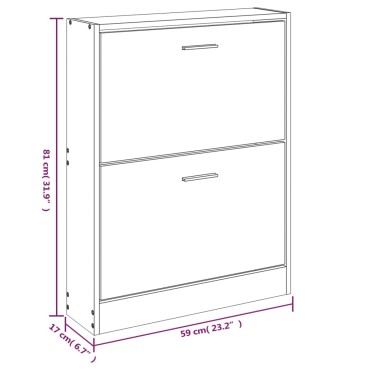 vidaXL Παπουτσοθήκη Λευκή 59x17x81cm από Επεξεργασμένο Ξύλο