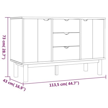 vidaXL Ντουλάπι OTTA 113,5x43x73cm από Μασίφ Ξύλο Πεύκου 1 τεμ.