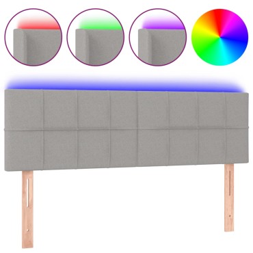 vidaXL Κεφαλάρι Κρεβατιού LED Ανοιχτό Γκρι 144x5x78/88cm Υφασμάτινο 1 τεμ.