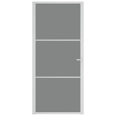 vidaXL Εσωτερική Πόρτα 93x201,5 εκ. Λευκό ESG Γυαλί και Αλουμίνιο