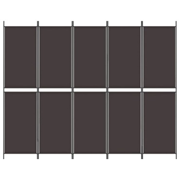 vidaXL Διαχωριστικό Δωματίου με 5 Πάνελ Καφέ 250x200cm από Ύφασμα 1 τεμ.