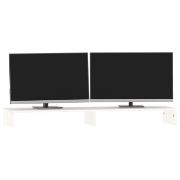 vidaXL Βάση Οθόνης Λευκή 100x27x10 εκ. από Μασίφ Ξύλο Πεύκου