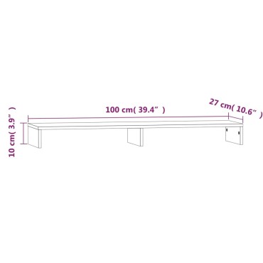 vidaXL Βάση Οθόνης Λευκή 100x27x10 εκ. από Μασίφ Ξύλο Πεύκου