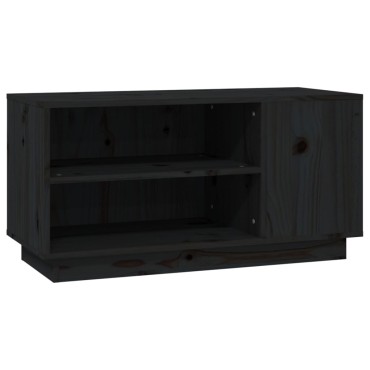 vidaXL Έπιπλο Τηλεόρασης Μαύρο 80x35x40,5cm από Μασίφ Ξύλο Πεύκου