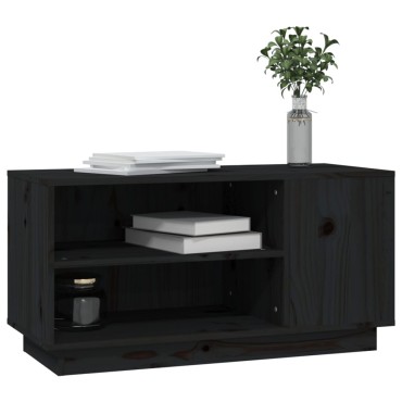 vidaXL Έπιπλο Τηλεόρασης Μαύρο 80x35x40,5cm από Μασίφ Ξύλο Πεύκου