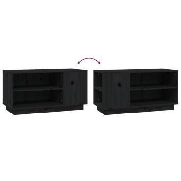 vidaXL Έπιπλο Τηλεόρασης Μαύρο 80x35x40,5cm από Μασίφ Ξύλο Πεύκου