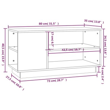 vidaXL Έπιπλο Τηλεόρασης Μαύρο 80x35x40,5cm από Μασίφ Ξύλο Πεύκου