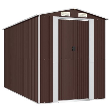 vidaXL Αποθήκη Κήπου Σκούρο καφέ 192x357x223 εκ. Γαλβανισμένο Ατσάλι