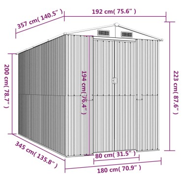 vidaXL Αποθήκη Κήπου Σκούρο καφέ 192x357x223 εκ. Γαλβανισμένο Ατσάλι