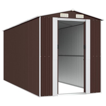 vidaXL Αποθήκη Κήπου Σκούρο καφέ 192x440x223 εκ. Γαλβανισμένο Ατσάλι