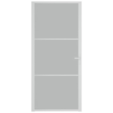 vidaXL Εσωτερική Πόρτα 93x201,5 εκ. Λευκό Ματ Γυαλί και Αλουμίνιο