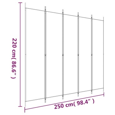 vidaXL Διαχωριστικό Δωματίου με 5 Πάνελ Μαύρο 250x220cm από Ύφασμα 1 τεμ.