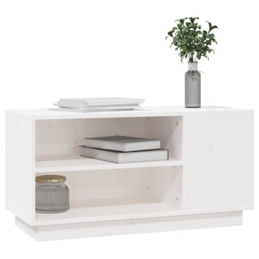 vidaXL Έπιπλο Τηλεόρασης Λευκό 80x35x40,5cm από Μασίφ Ξύλο Πεύκου