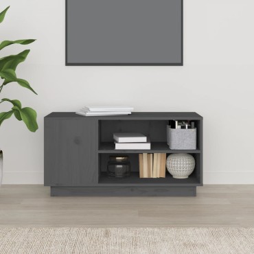 vidaXL Έπιπλο Τηλεόρασης Γκρι 80x35x40,5cm από Μασίφ Ξύλο Πεύκου