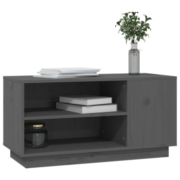 vidaXL Έπιπλο Τηλεόρασης Γκρι 80x35x40,5cm από Μασίφ Ξύλο Πεύκου