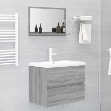 vidaXL Καθρέφτης Μπάνιου Γκρι Sonoma 60x10,5x37cm Επεξεργασμένο Ξύλο 1 τεμ.