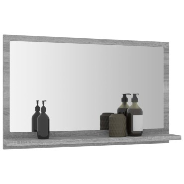 vidaXL Καθρέφτης Μπάνιου Γκρι Sonoma 60x10,5x37cm Επεξεργασμένο Ξύλο 1 τεμ.