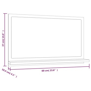 vidaXL Καθρέφτης Μπάνιου Γκρι Sonoma 60x10,5x37cm Επεξεργασμένο Ξύλο 1 τεμ.
