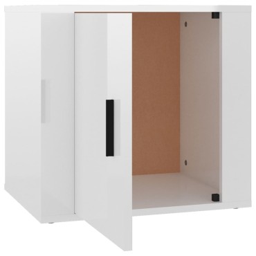vidaXL Κομοδίνα 2 τεμ. Γυαλιστερό Λευκό 50x39x47cm
