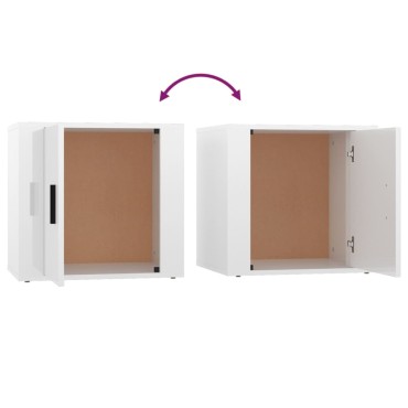 vidaXL Κομοδίνα 2 τεμ. Γυαλιστερό Λευκό 50x39x47cm