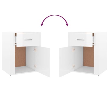vidaXL Κομοδίνο Γυαλ. Λευκό 50x36x60cm από Επεξεργασμένο Ξύλο 1 τεμ.