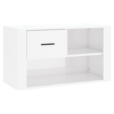 vidaXL Παπουτσοθήκη Γυαλιστερό Λευκό 80x35x45cm Επεξεργασμένο Ξύλο