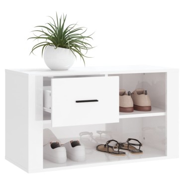 vidaXL Παπουτσοθήκη Γυαλιστερό Λευκό 80x35x45cm Επεξεργασμένο Ξύλο