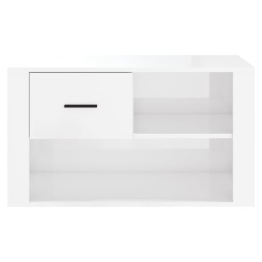 vidaXL Παπουτσοθήκη Γυαλιστερό Λευκό 80x35x45cm Επεξεργασμένο Ξύλο