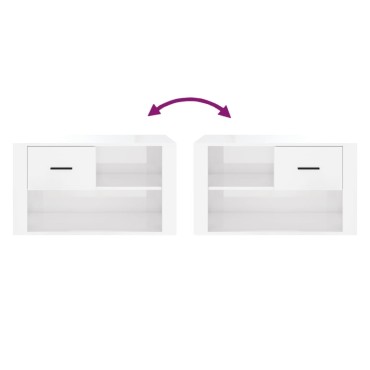 vidaXL Παπουτσοθήκη Γυαλιστερό Λευκό 80x35x45cm Επεξεργασμένο Ξύλο