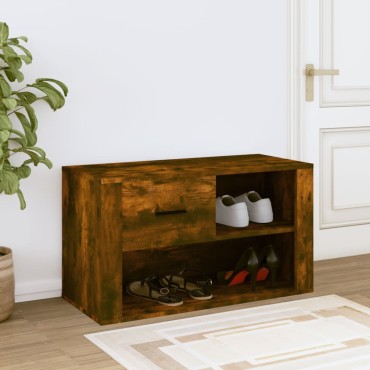 vidaXL Παπουτσοθήκη Καπνιστή Δρυς 80x35x45cm από Επεξεργασμένο Ξύλο