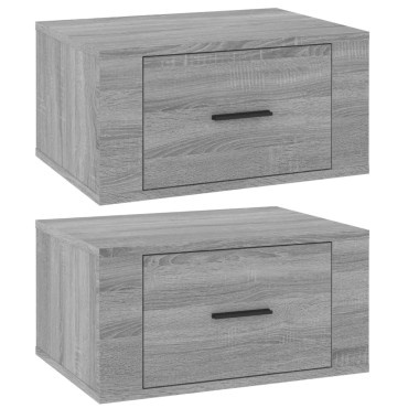 vidaXL Κομοδίνα Επιτοίχια 2 τεμ. Γκρι Sonoma 50x36x25cm