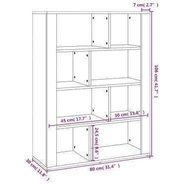 vidaXL Ντουλάπι Γκρι Sonoma 80x30x106cm από Επεξεργασμένο Ξύλο 1 τεμ.