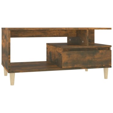 vidaXL Τραπεζάκι Σαλονιού Καπνιστή Δρυς 90x49x45cm Επεξεργασμ. Ξύλο 1 τεμ.