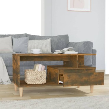 vidaXL Τραπεζάκι Σαλονιού Καπνιστή Δρυς 90x49x45cm Επεξεργασμ. Ξύλο 1 τεμ.