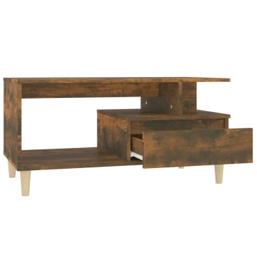 vidaXL Τραπεζάκι Σαλονιού Καπνιστή Δρυς 90x49x45cm Επεξεργασμ. Ξύλο 1 τεμ.