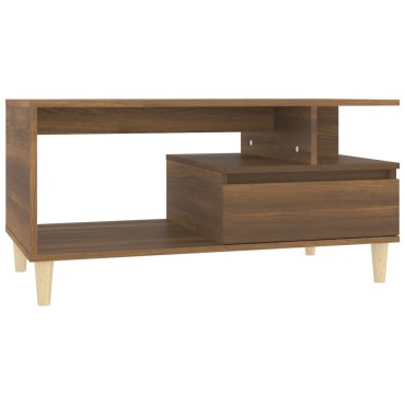 vidaXL Τραπεζάκι Σαλονιού Καφέ Δρυς 90x49x45cm Επεξεργασμ. Ξύλο 1 τεμ.