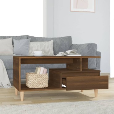 vidaXL Τραπεζάκι Σαλονιού Καφέ Δρυς 90x49x45cm Επεξεργασμ. Ξύλο 1 τεμ.