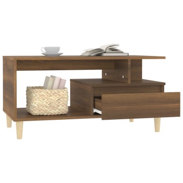 vidaXL Τραπεζάκι Σαλονιού Καφέ Δρυς 90x49x45cm Επεξεργασμ. Ξύλο 1 τεμ.
