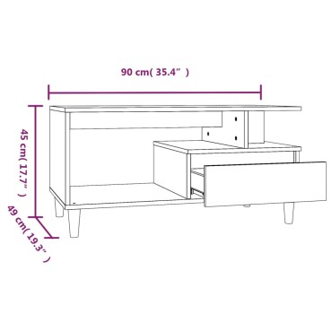 vidaXL Τραπεζάκι Σαλονιού Καφέ Δρυς 90x49x45cm Επεξεργασμ. Ξύλο 1 τεμ.