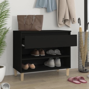 vidaXL Παπουτσοθήκη Μαύρη 70x36x60cm από Επεξεργασμένο Ξύλο