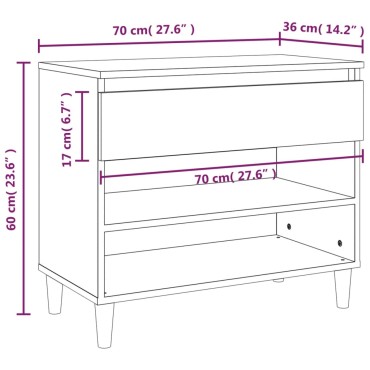 vidaXL Παπουτσοθήκη Καπνιστή Δρυς 70x36x60cm από Επεξεργασμένο Ξύλο