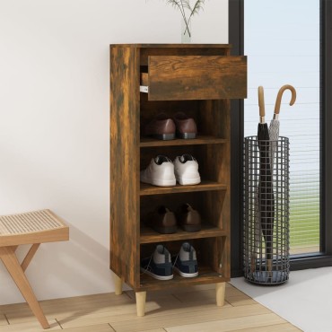 vidaXL Παπουτσοθήκη Καπνιστή Δρυς 40x36x105cm από Επεξεργασμένο Ξύλο