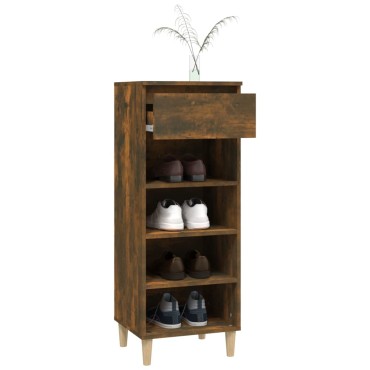 vidaXL Παπουτσοθήκη Καπνιστή Δρυς 40x36x105cm από Επεξεργασμένο Ξύλο