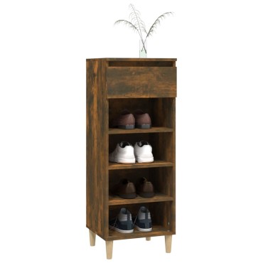 vidaXL Παπουτσοθήκη Καπνιστή Δρυς 40x36x105cm από Επεξεργασμένο Ξύλο
