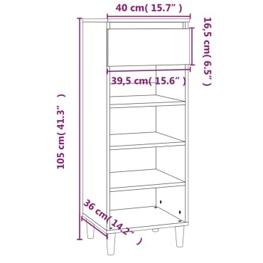 vidaXL Παπουτσοθήκη Καπνιστή Δρυς 40x36x105 εκ. από Επεξεργασμένο Ξύλο